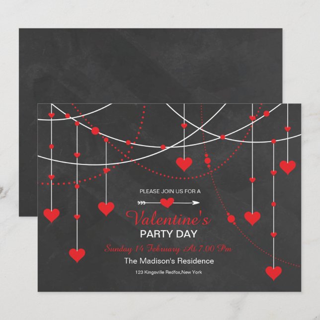 Valentinstag-Party Einladung-Karte Einladung (Vorne/Hinten)