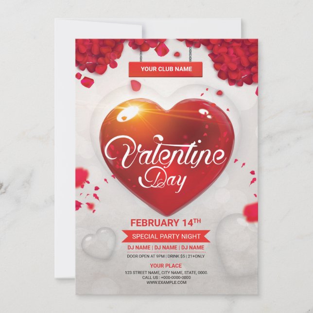 Valentinstag Party Flyer Einladung (Vorderseite)