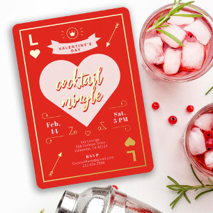 Valentinstag Party Herz und Liebe Rot Folieneinladung