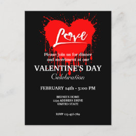 VALENTINSTAG PARTY MIT ROTER HERZ LIEBE POSTKARTE