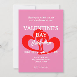 VALENTINSTAG PARTY MIT ZWEI HERZEN IN PINK EINLADUNG