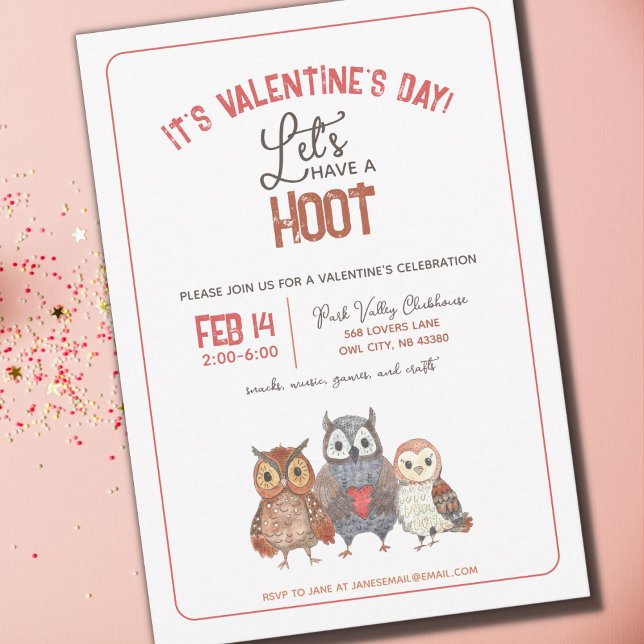 Valentinstag Party Owl Geachtete Einladung (Von Creator hochgeladen)