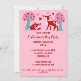 Valentinstag Party Rosa Niedliches Hirsch Einladung