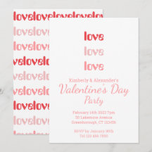 Valentinstag Party Rosa und Rote Typografie