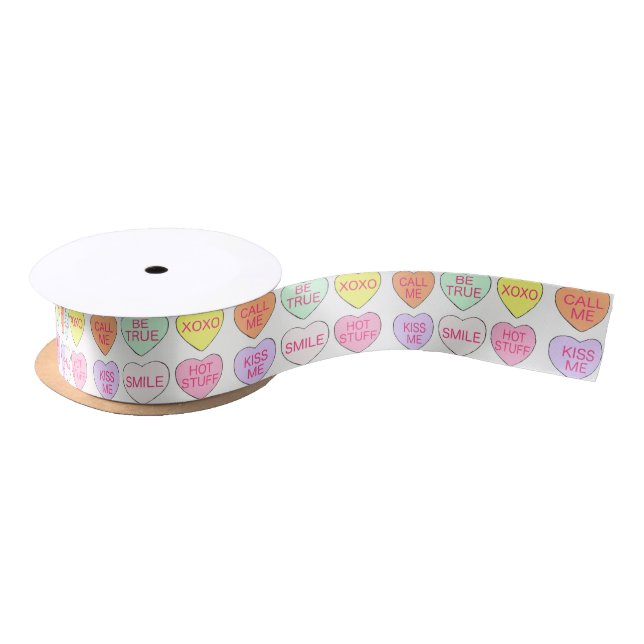 Valentinstag Pastel Candy Conversation Hearts Satinband (Spule)
