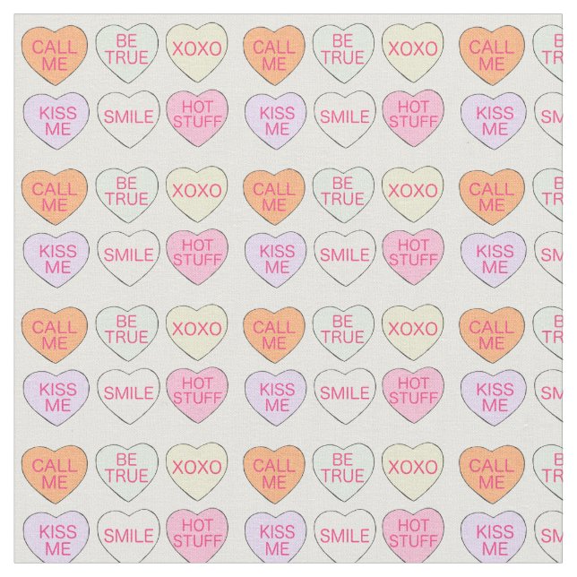 Valentinstag Pastel Candy Conversation Hearts Stoff (Nahaufnahme)