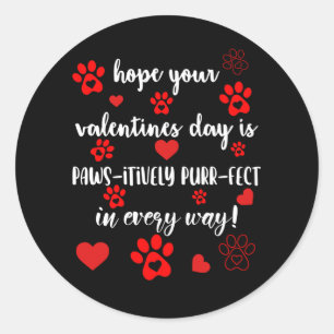 Valentinstag Paws Heart Dog Lover Runder Aufkleber