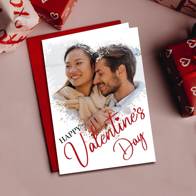 Valentinstag Personalisierter Herzinfarkt Karte (Cherish memories with a Valentine's card featuring you and your loved one, expressing your bond.)