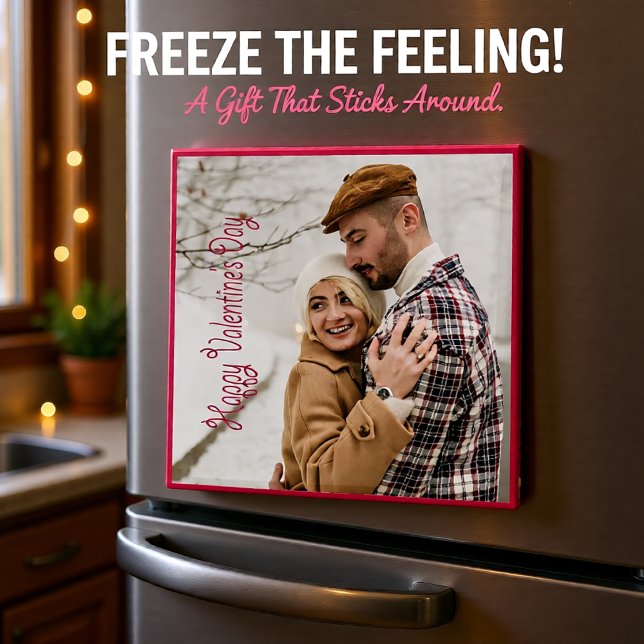 Valentinstag Personalisiertes Foto Magnet (Romantic Pink Frame Personalized Valentine Magnet)