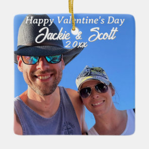 Valentinstag PERSONALISIERTES Foto und Namen Keramikornament