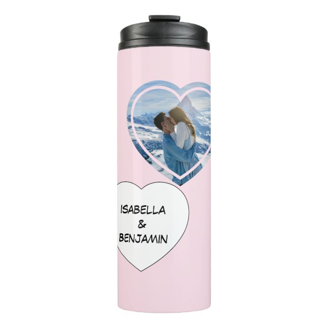 Valentinstag Personalisiertes Foto und Namen Thermosbecher (Vorderseite)
