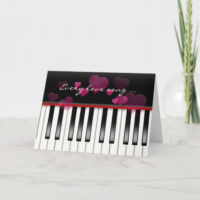 Valentinstag Piano Keyboard Karte (Vorderseite)