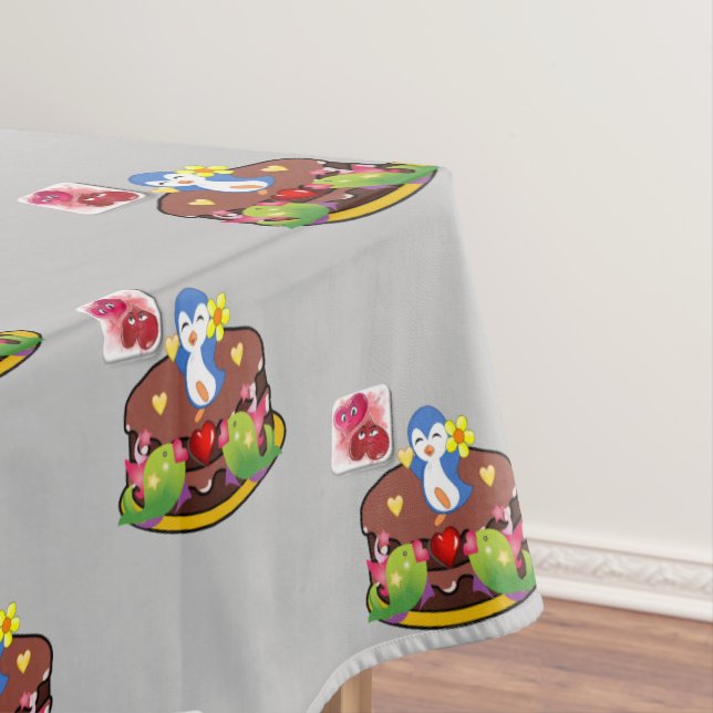 Valentinstag Pinguin Hearts Tischdecke (Beispiel)