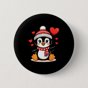 Valentinstag Pinguin Herz Ballon Süß Button
