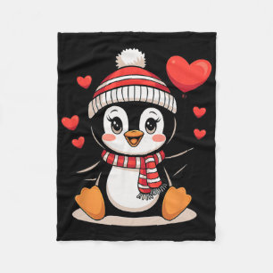 Valentinstag Pinguin Herz Ballon Süß  Fleecedecke