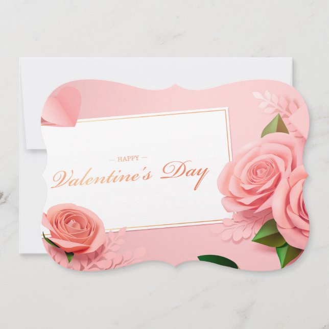 Valentinstag Pink Roses Mitteilungskarte (Vorderseite)