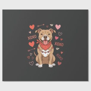 Valentinstag Pitbull Hund XOXO Liebesdesign Geschenkpapier