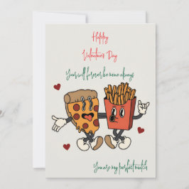 Valentinstag "Pizza and Fried Potato Match" Feiertagskarte