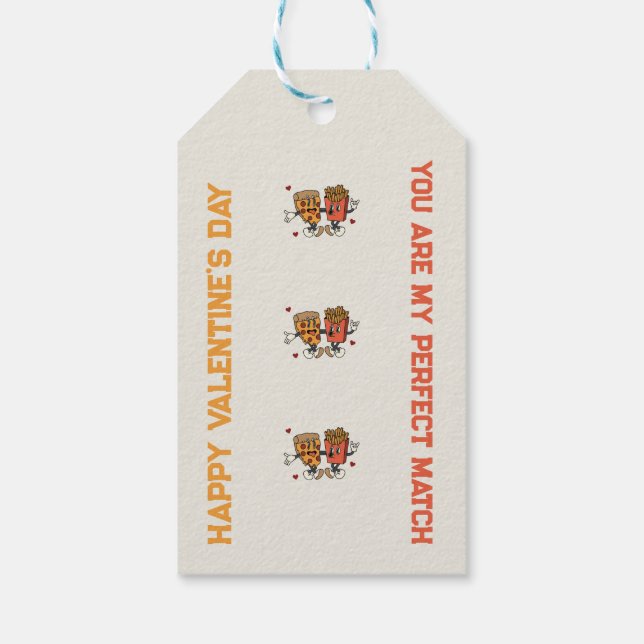 Valentinstag "Pizza and Fried Potato Match" Geschenkanhänger (Rückseite)