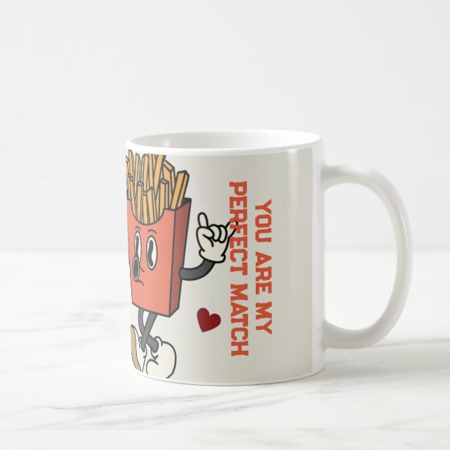 Valentinstag "Pizza and Fried Potato Match" Kaffeetasse (Rechts)