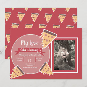 Valentinstag-Pizza-Party Kinderparty Foto Einladung