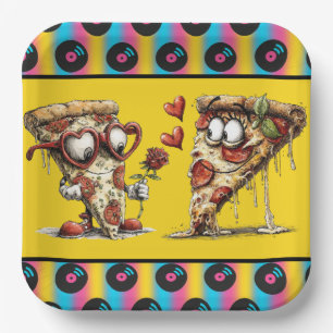 Valentinstag-Pizza-Party Pappteller
