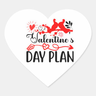 Valentinstag Plan – Romantische Liebesvögel & Herz Herz-Aufkleber