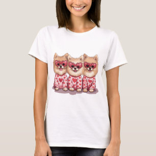 Valentinstag Pomeranian Hunde T-Shirt