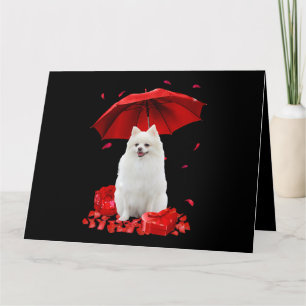 Valentinstag Pomeranian Regenschirm Herz Welpe Hun Karte