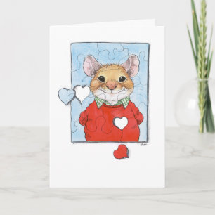 Valentinstag-Puzzle-Maus-Karte Karte