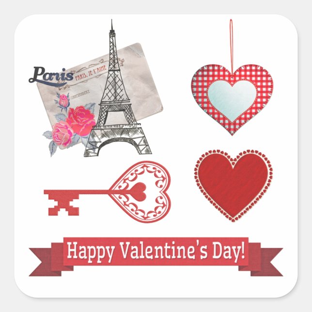 Valentinstag Quadratischer Aufkleber (Vorderseite)