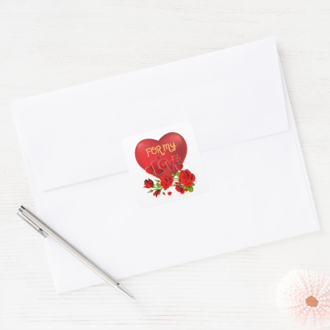 Valentinstag Quadratischer Aufkleber (Umschlag)