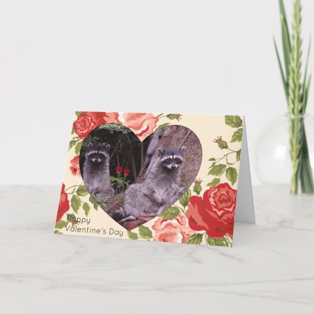 Valentinstag - Raccoons Feiertagskarte (Vorderseite)