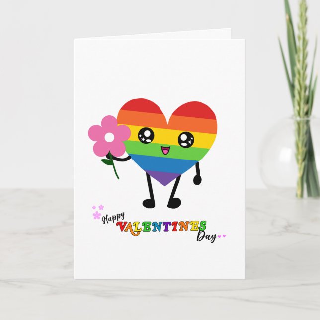 Valentinstag Rainbow Heart Feiertagskarte (Vorderseite)