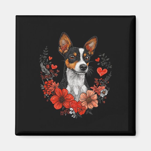 Valentinstag-Ratten-Terrier-Hund  Magnet (Vorne)