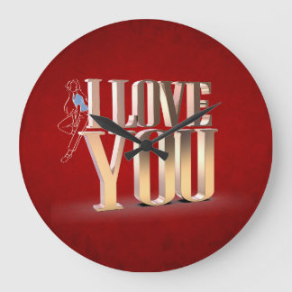 Valentinstag Red 3D I Liebe Sie Große Wanduhr