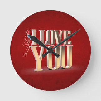Valentinstag Red 3D I Liebe Sie Runde Wanduhr