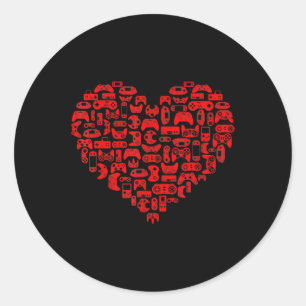 Valentinstag Red Heart Video Game Fun Liebe Gamer Runder Aufkleber