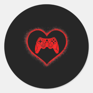 Valentinstag Red Heart Video Game Fun Liebe Gamer Runder Aufkleber