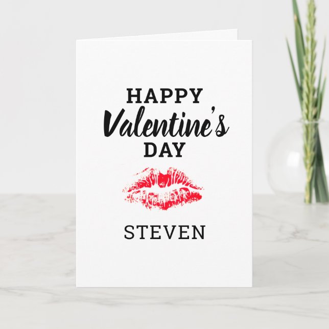 Valentinstag Red Kiss Boyfriend Personalisiert Karte (Vorderseite)