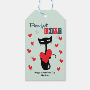 Valentinstag Retro Mitteljahrskatze Geschenkanhänger