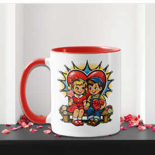 Valentinstag Retro-Pop-Art Personalisiert Tasse
