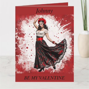 VALENTINSTAG Retro Zigeunertänzerin Klappkarte Karte