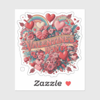 Valentinstag, Retroclipart Aufkleber