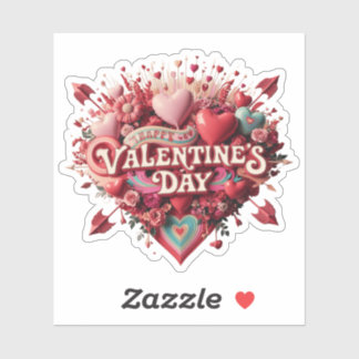 Valentinstag, Retroclipart Aufkleber