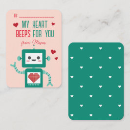 Valentinstag-Robot-Pieptkarte im Klassenzimmer Mitteilungskarte