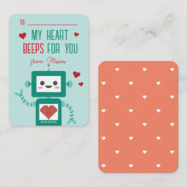 Valentinstag-Robot-Pieptkarte im Klassenzimmer Mitteilungskarte