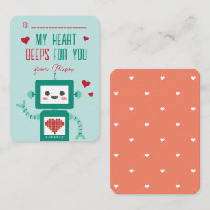 Valentinstag-Robot-Pieptkarte im Klassenzimmer Mitteilungskarte