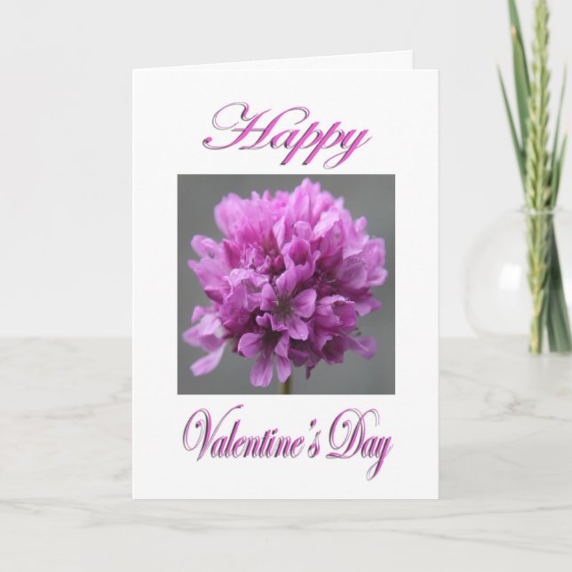 Valentinstag Rosa Blume Feiertagskarte (Vorderseite)