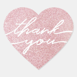 Valentinstag Rosa Faux Glitter Danke Sticker